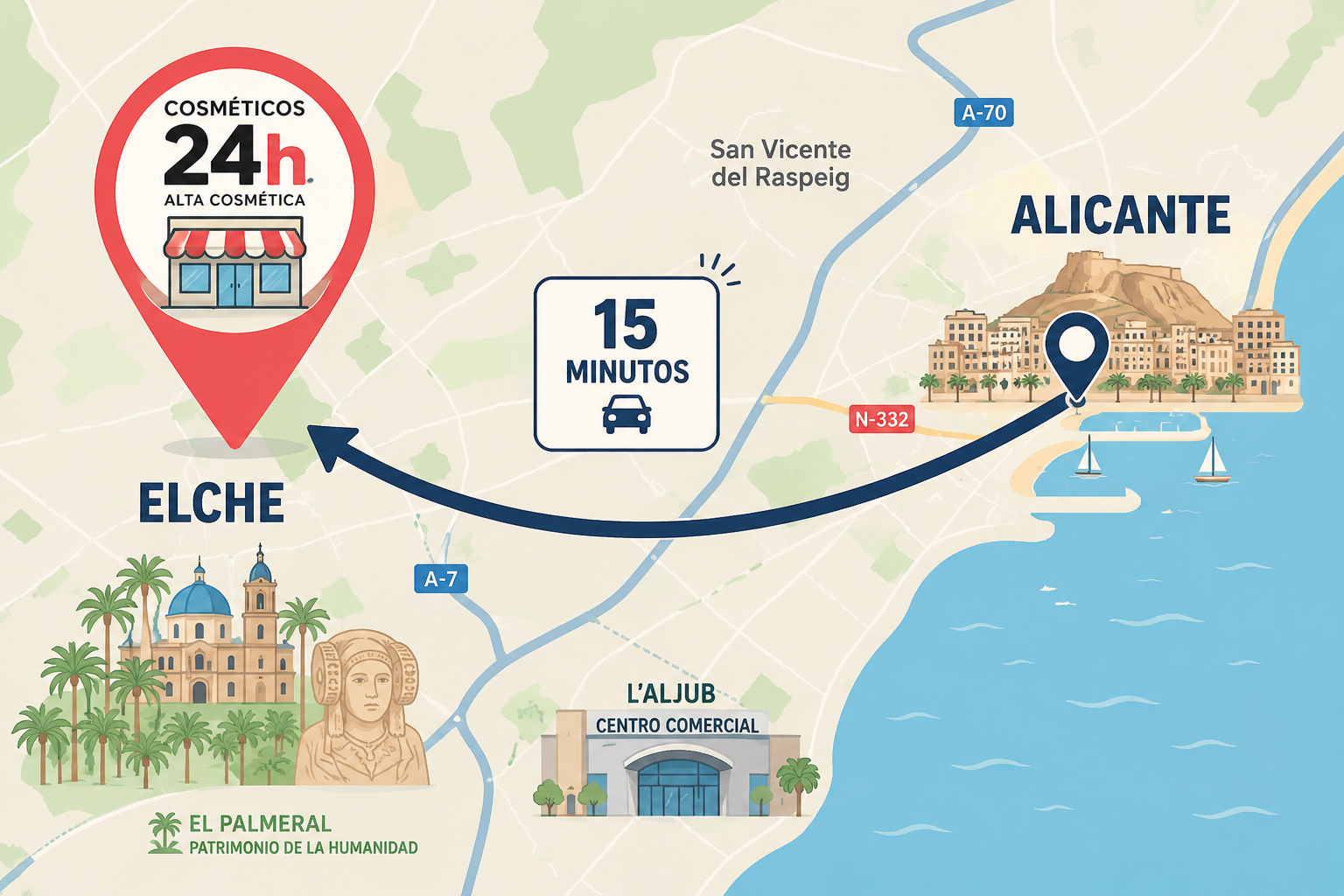 Tienda de alta cosmética más grande de europa a solo a solo 15 minutos de Alicante.