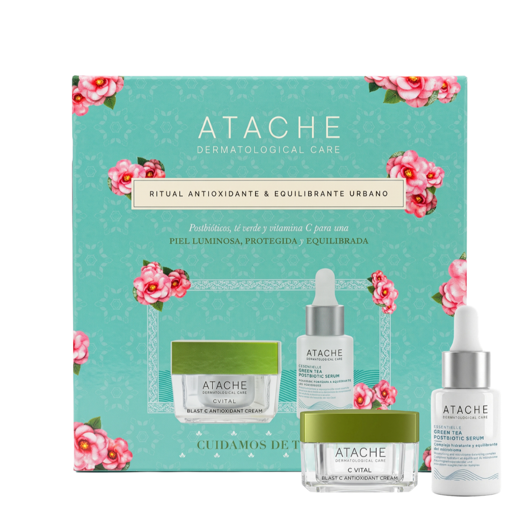 Pack Navidad. Blast C Antioxidant Cream + Green Tea Postbiotic Serum de Atache