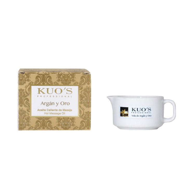 Kuo's Professional - Velas para Masaje. Vela de Aceite Caliente Argán y Oro - Kuo's Professional