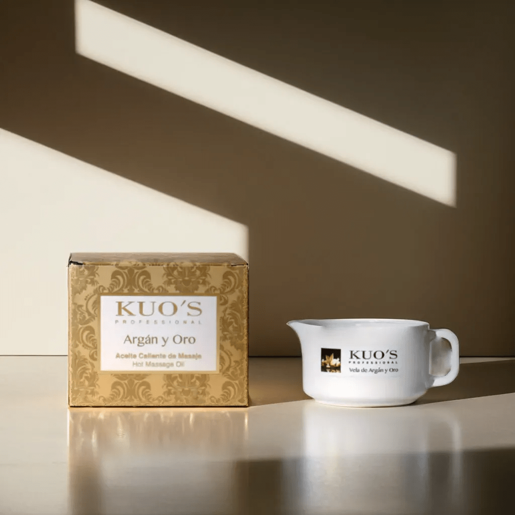 Kuo's Professional - Velas para Masaje. Vela de Aceite Caliente Argán y Oro - Kuo's Professional