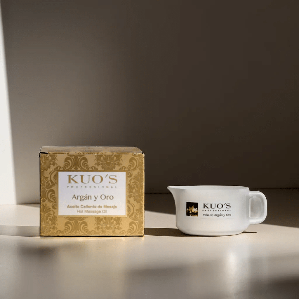 Kuo's Professional - Velas para Masaje. Vela de Aceite Caliente Argán y Oro - Kuo's Professional